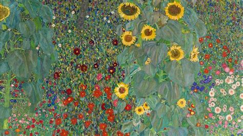 Klimt art wallpaper, desktop background, Farm Garden with Sunflowers ...