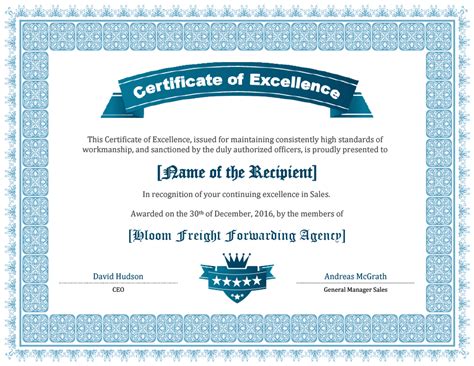 40 Amazing Certificate of Excellence Templates - PrintableTemplates