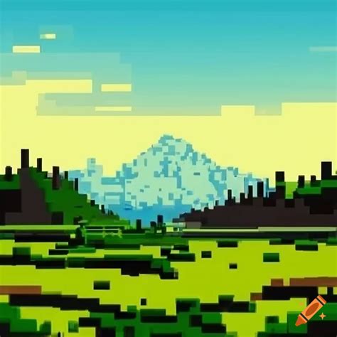 Pixel art of extending landscapes on Craiyon