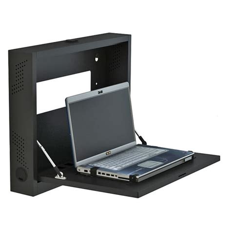 Black Hideaway Laptop Wall Mount Desk Workstation with Lock and Cable Management - Walmart.com ...