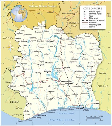 Carte de la Côte d'Ivoire - Routière, Administrative, Villes ...