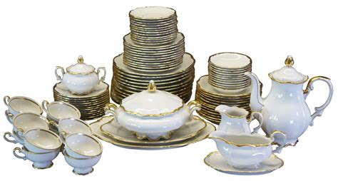 91 Pc German Mitterteich Bavaria Golden Lark China Dinner Tea Coffee ...