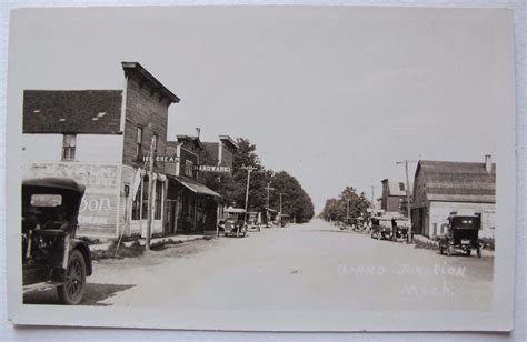 Postcard, Real Photo, Grand Junction, Michigan, street scene, ice cream ...