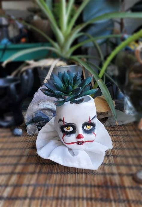 Creepy doll head clown planter hand painted by myself with | Etsy in 2021 | Creepy baby dolls ...