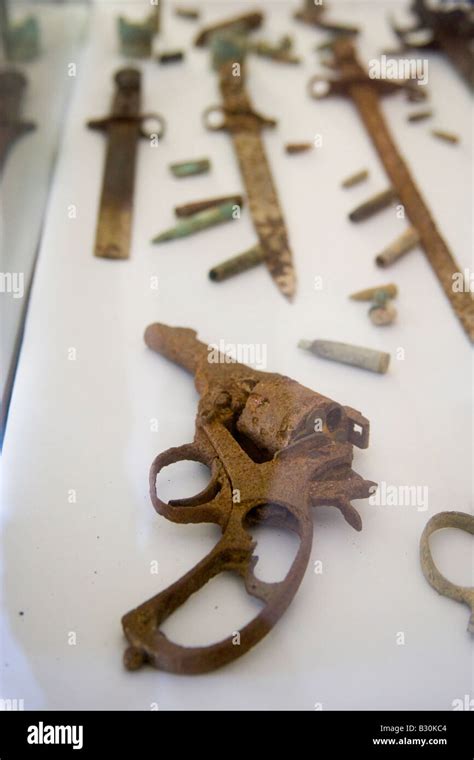 Battlefield artifacts exhibited in a war museum in Gallipoli Stock Photo, Royalty Free Image ...