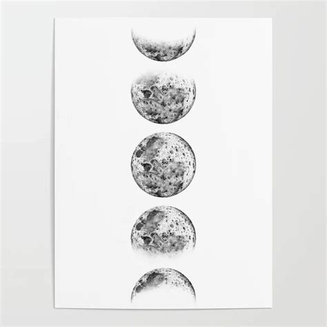 Pencil Drawing Moon Phases - White Background Poster by Szafranscy Art ...