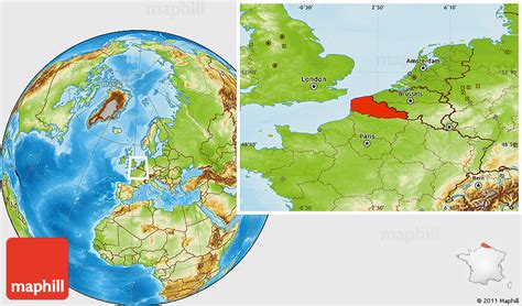 Physical Location Map of Nord-Pas-de-Calais