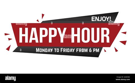 Happy hour banner design on white background, vector illustration Stock ...