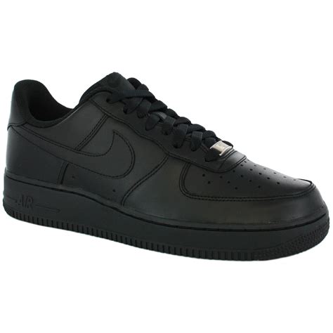 Nike Airforce 1 Low Black leather Trainers Shoes