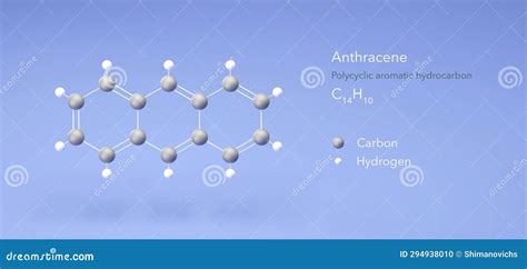 Anthracene Molecular Structure 3d, Flat Model, Polycyclic Aromatic Hydrocarbon, Structural ...