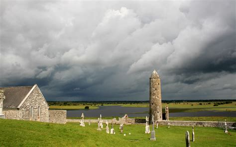 Download Tower Architecture Cemetery Landscape Monastery Cross Ireland Clonmacnoise Religious ...