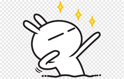 White emoji dab illustration, Tuzki Emoticon Emoji WeChat Social media, tuzki stickers, angle ...