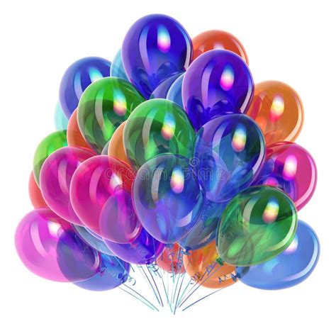 Bunch of Colorful Party Balloons Glossy Stock Illustration ...