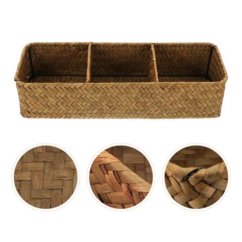 Basket Storage Baskets Organizer Woven Bathroom Wicker Rattan Seagrass Cosmetics Box Hyacinth ...