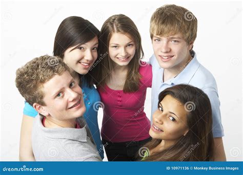 Group of Teenage Friends in Studio Stock Photo - Image of happy, circle: 10971136