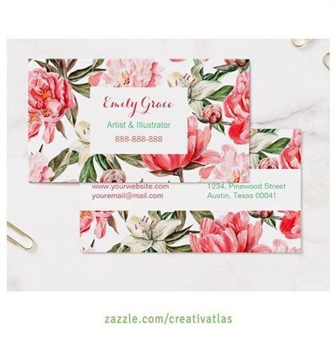 These floral business cards are perfect for designers illustrators ...