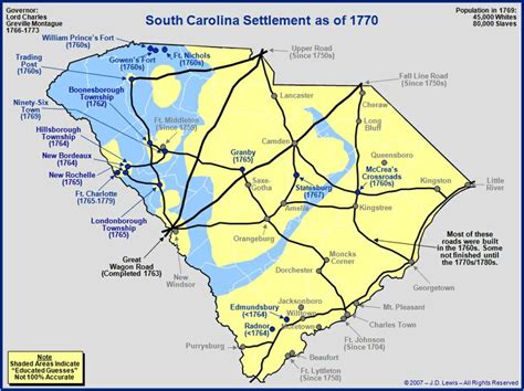 The Royal Colony of South Carolina - The Towns and Settlements in 1770