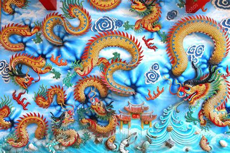 Chinese dragon sculptures on the temple walls Sian Pattaya in Thailand. – Stock Editorial Photo ...