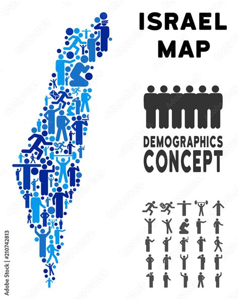 Vector population Israel map. Demography mosaic of Israel map created ...