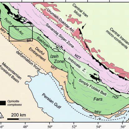 Zagros Mountains Physical Map