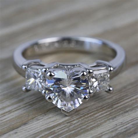 Moissanite Heart And Princess Diamond Engagement Ring