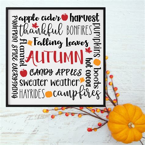 Fall Typography SVG Fall Subway Art SVG Autumn Word Art - Etsy