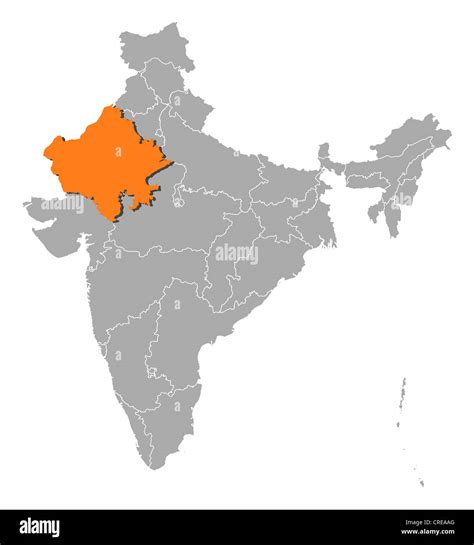 Political map of India with the several states where Rajasthan is ...