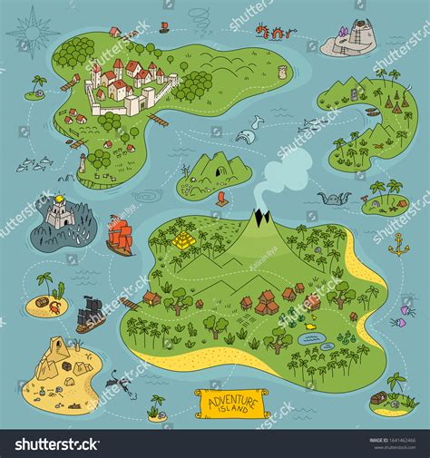 Board Game Kit Adventure Island Map Stock Vector (Royalty Free ...