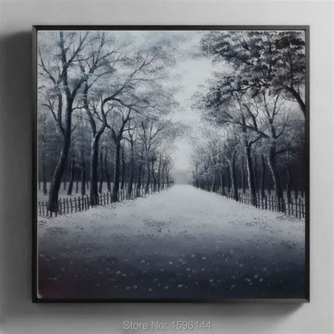 Oil Painting Hand painted Abstract Black and white Forest Landscape Wall art Picture Paintings ...