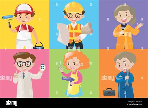 People doing different jobs illustration Stock Vector Image & Art - Alamy