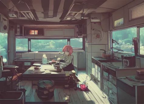 the interior of the breaking bad rv meth lab, anime | Stable Diffusion