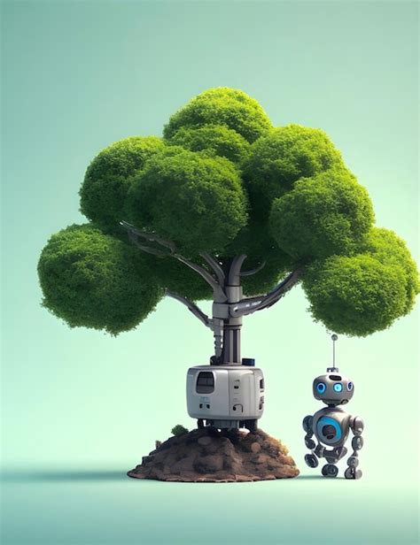 Premium AI Image | Microbot robotic tree Robots superhero earth baby ...