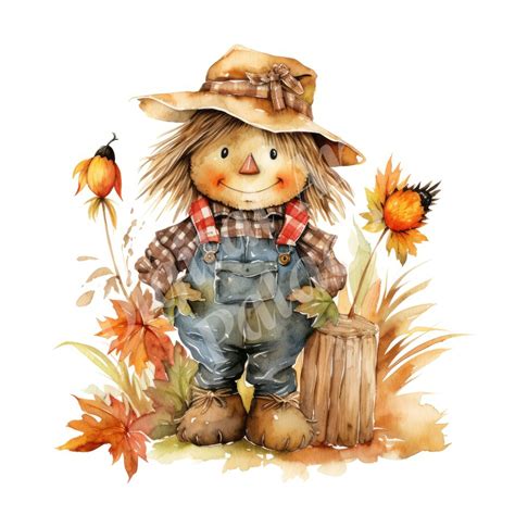 Cute Scarecrow Clipart Bundle Fall Autumn Thanksgiving - Etsy