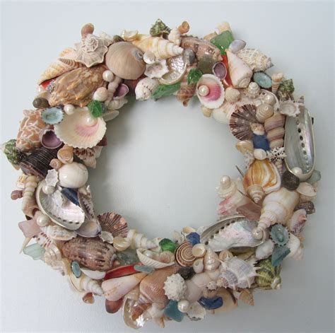 Seashell Wreath For Beach Decor - Nautical Decor Shell Wreath W Sea ...