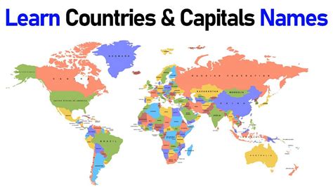 World Map With Countries Labeled And Capitals