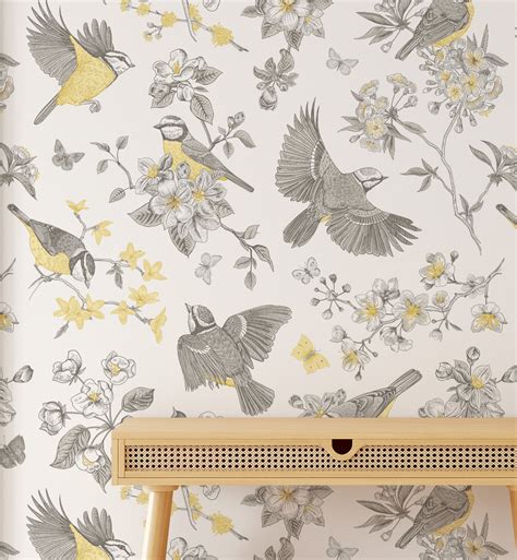 Blossom Birds Removable Floral Wallpaper | Walltrendz