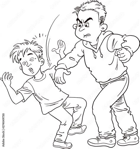 Vector cartoon illustration of father fighting His Son. Angry parent. Wrong education ...