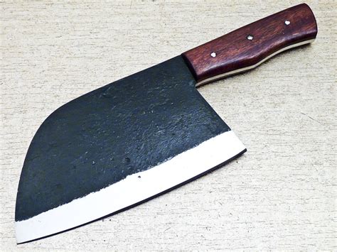 Custom Handmade Forged Carbon Steel Kitchen Chef Cleaver Kni