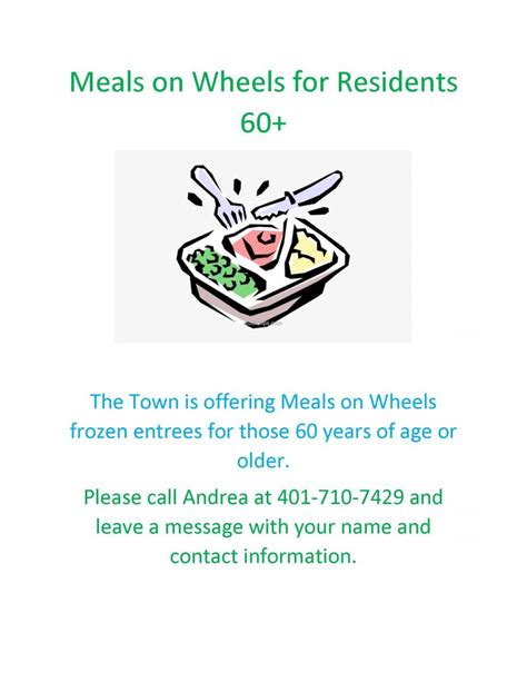 Meals on Wheels Program | Town of Burrillville RI