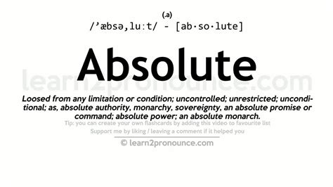 Pronunciation of Absolute | Definition of Absolute - YouTube