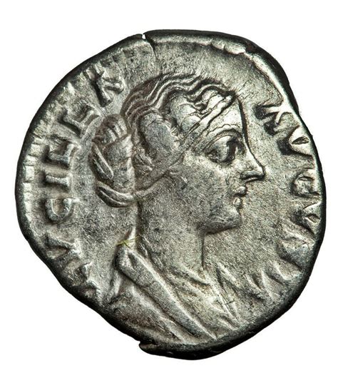 Ancient Roman silver denarius of empress Lucilla / Venus Victorious