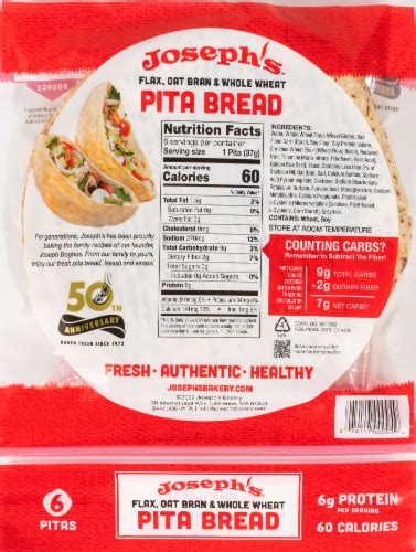 Joseph's™ Flax Oat Whole Wheat Pita Bread, 6 ct - Kroger