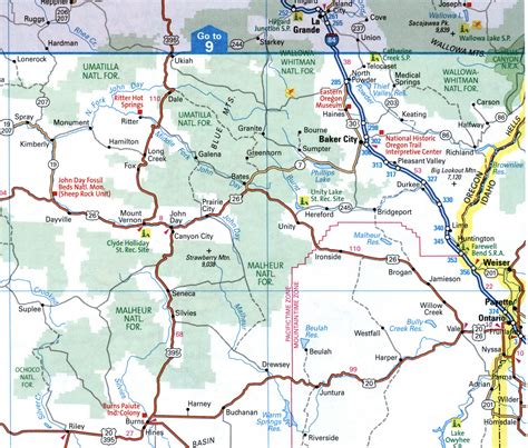 Map of I-84 interstate highway via Oregon, Idaho, Utah interchange exit ...