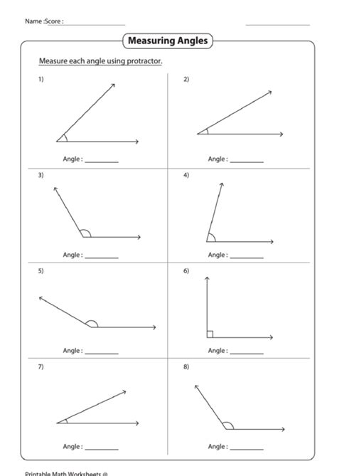 Free Printable Measuring Angles Worksheets - Printable Templates