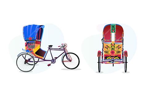 Premium Vector | Set of colorful rickshaw backside illustration Bangladeshi Rickshaw art Tri ...