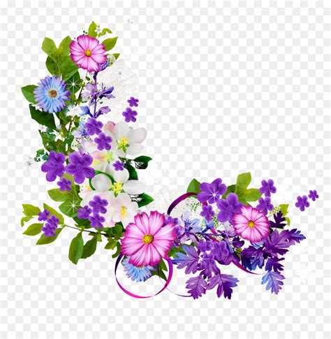 Bouquet Of Purple Flowers Border Png Download - Free Purple Flower ...