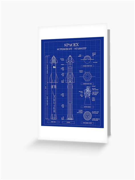 "SpaceX: Super Heavy & Starship Blueprint . Vertical Version" Greeting ...