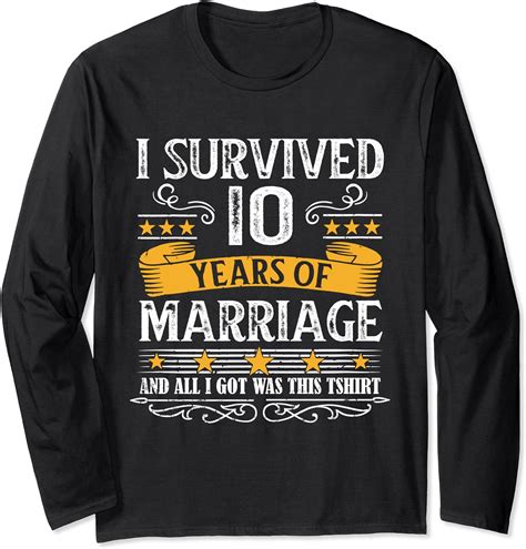 10th Wedding Anniversary shirt Couples Husband Wife 10 Years Long ...