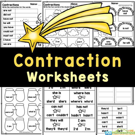 FREE Printable Contraction Practice Worksheets