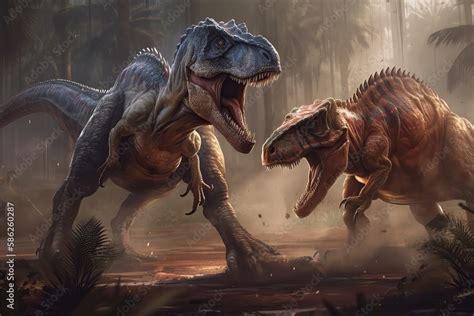 Realistic scary tyrannosaurus rex dinosaurs, generative ai Stock Illustration | Adobe Stock